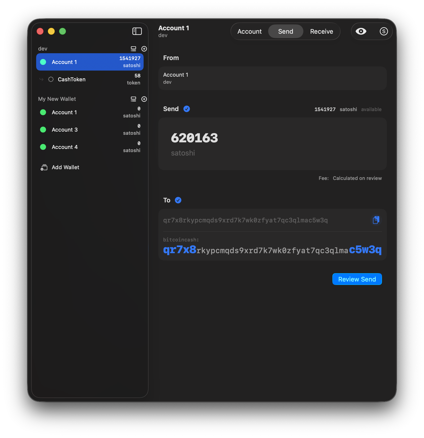 Opal Wallet send review on Mac