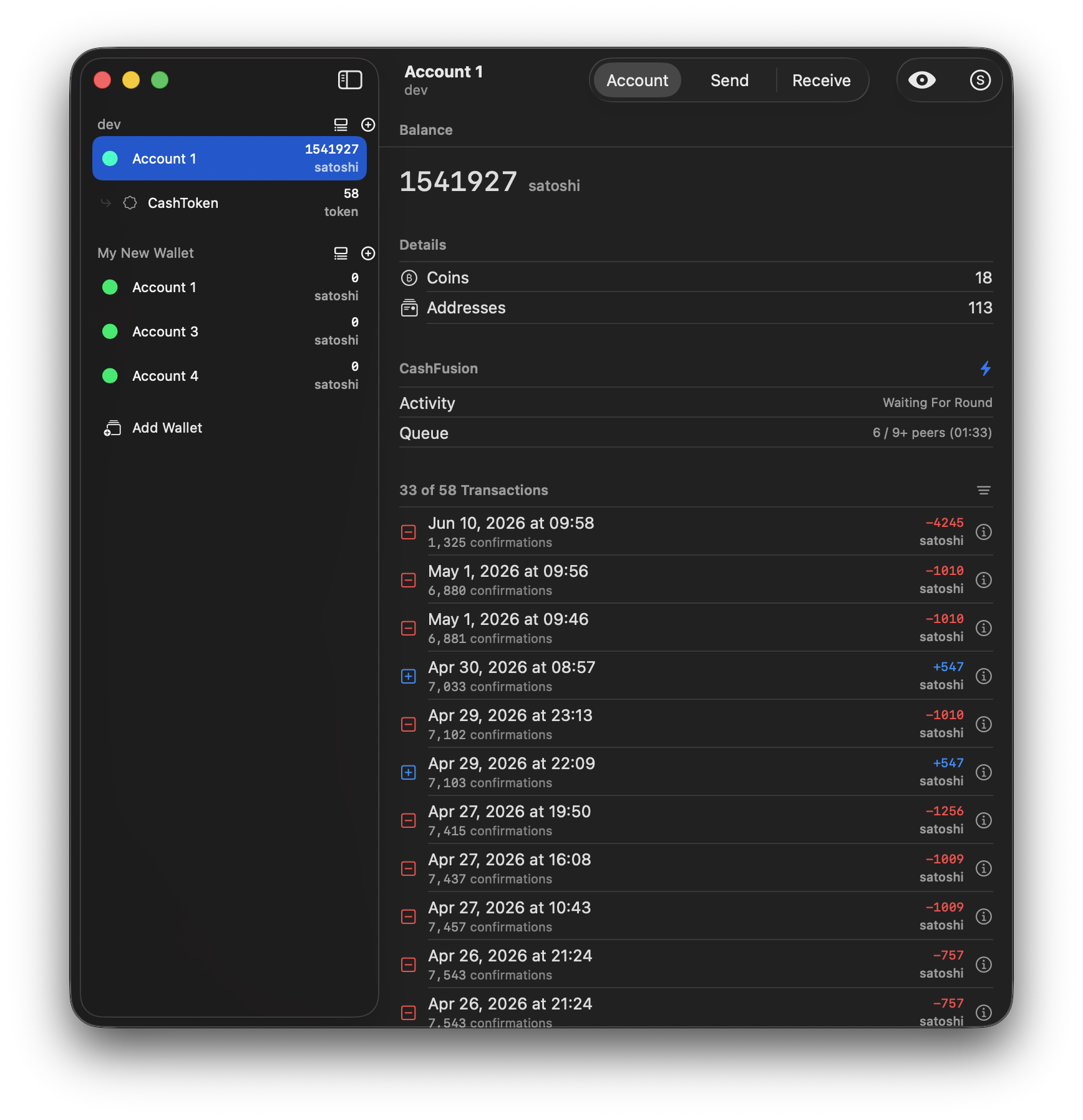 Opal Wallet wallet view on Mac
